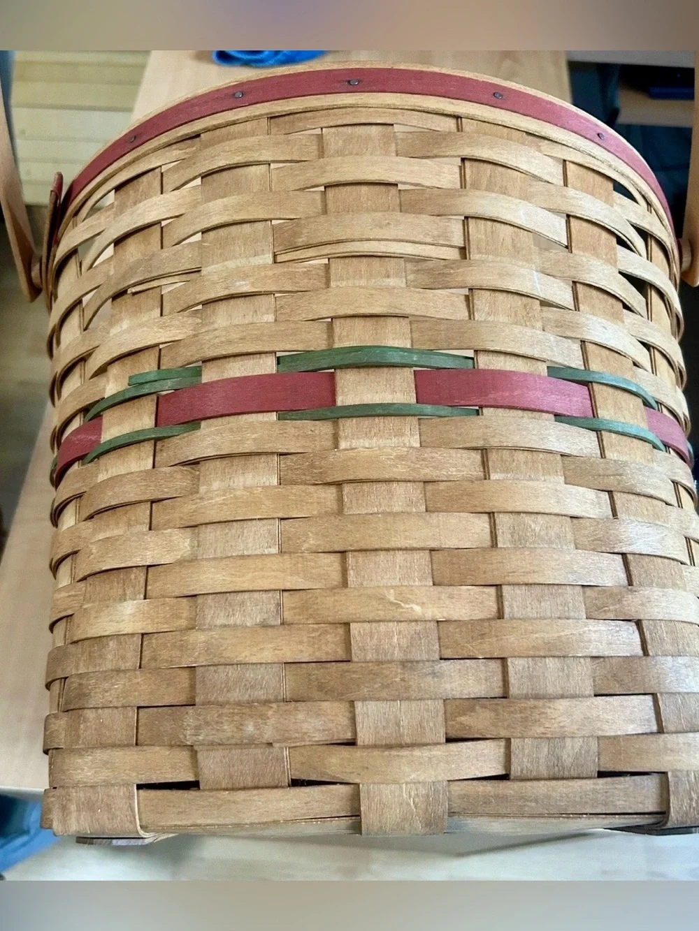 Longaberger laundry basket 1990 very large floor model with 2 swing handles